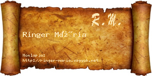 Ringer Mária névjegykártya