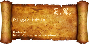 Ringer Mária névjegykártya